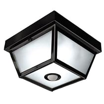 Heath Zenith SL-4305-BK Motion-Activated Five-Sided Porch Light, Black Brass with Frosted Glass
