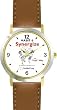Habit 6 - Synergize (English Text) - DELUXE TWO-TONE WATCH from THE 7 HABITS - WATCH COLLECTION BY WATCHBUDDY&reg; - Arabic Numbers - Brown Leather Strap-Size-Women's Size-Small