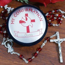 Personalized Confirmation Rosary and Case