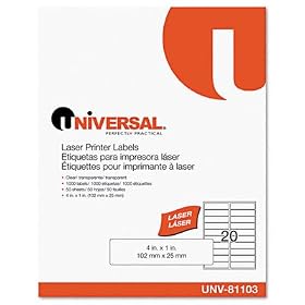 Buy Laser Printer Permanent Labels, 1 x 4, Clear, 1000 Box now!
