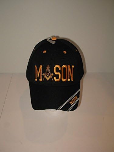 Black Mason Freemason Masonic Lodge Gold Lettters Ball Cap Hat