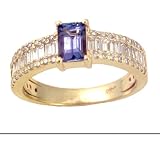 14K .55 CT Emerald Cut Tanzanite & Diamond Band