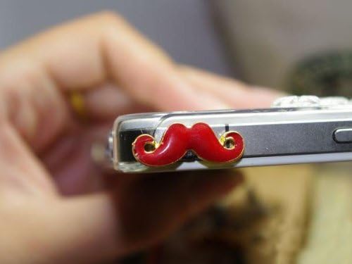 HJX Red Cute Mustache 3.5mm Earphone Jack Dustproof Plug Ear Dust Cap for iPhone and other smartphones- All 3.5mm Ear Jack