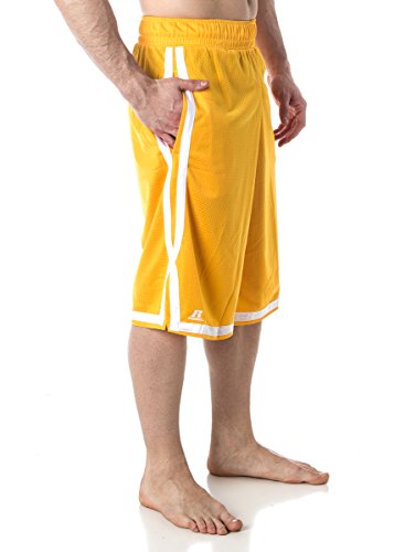 Men's Russell Athletic Basketball Mesh Shorts Gold 3XL