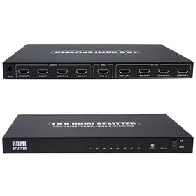 8-Port (1x8) HDMI 1.3 Amplified Powered Splitter / Signal Distributor - Ver 1.3 Full HD 1080P with HDCP Support, Deep Color, HD Audio