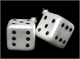 Set of 2 White Casino Gambling Glass Dice Christmas Ornaments