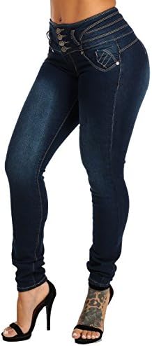 Saza Dark Blue Denim Butt Lift Levanta Cola Colombian Design Skinny Jeans 10778K