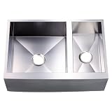 Elements of Design KUF3321108DBN 18 Gauge Double Bowl Stainless Steel Farm-House Kitchen Sink, Brushed Nickel