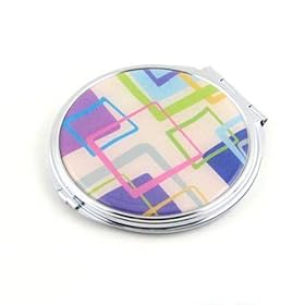Retro Style White Pop Art Black Compact Mirror