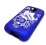 LG Optimus C M Blue Butterfly Tribal Rubberized Metro PCS Cricket Case Skin Cover