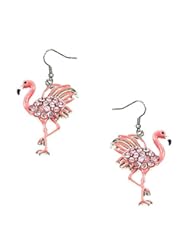 Jewelry: DianaL Boutique Pink Flamingo Earrings Rhinestone Crystal Enamel Rhodium Plated Gift Boxed