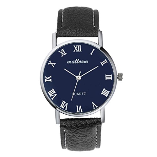 EcosinÂ® Business Luxury Fashion Faux Leather Mens Analog Watch Watches Brown Strap Stainless steel 24cm (A)