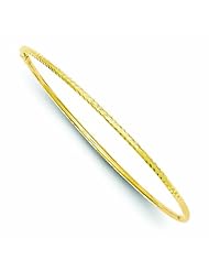 14K Gold 2mm Diamond -Cut Tube Slip-on Bangle