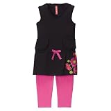 Girls' YES Top and Leggings Set - Black/ Pink
