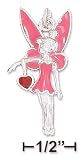 Sterling Silver Pink Enamel 30mm Fairy Charm Holding A Red Enamel Heart