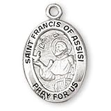 Sterling Silver Saint Francis of Assisi Medal and 18-inch Chain