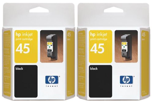 Electronics: HP No. 45 Black Ink Cartridge Twin Pack C6650BN#140
