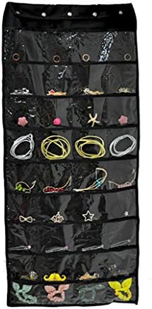 Topeva Hanging Jewelry and Accessories 36 Pockets with 18 Hook and Loops Storage Bag (Black)