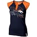 Reebok Denver Broncos Ladies Navy Blue High Pitch Split Neck Premium T-shirt