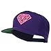 E4hats Pink Diamond Outline Embroidered Snapback Cap - Purple OSFM