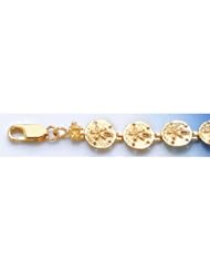 Gold Nautical Braclt Bracelet 8" Mini Sanddollar Link High Polish