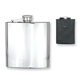 Review Quality Gold  / Black Leather Case Polished Stainless Steel 6oz Hip Flask