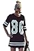 Ninimour- Women's Summer Oversized Baseball T Shirt Top Loose Dress (S, Black)