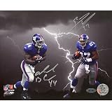 Steiner Sports NFL Brandon Jacobs Ahmad Bradshaw Dual Thunder and Lightning Collage Autographed 8-by-10-Inch Photograph