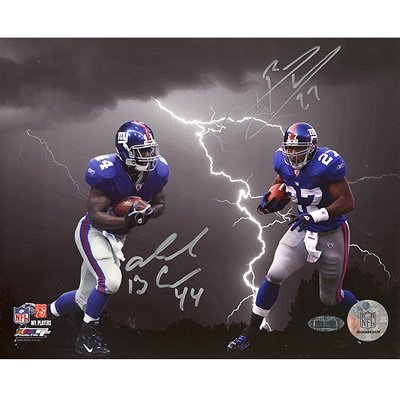 Steiner Sports NFL Brandon Jacobs Ahmad Bradshaw Dual Thunder and Lightning Collage Autographed 8-by-10-Inch Photograph