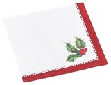 Caspari Holly Linen Paper Lunch Napkin Package, Red