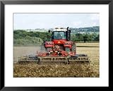 4 Wheel Drive Tractor Pulling a Disc Harrow, Cotswolds, England Framed Art Poster Print by Martin Page, 31x25