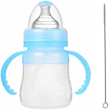 Turn Bear High Temperature Resistance Food Grade Silicone Baby Feeding Bottle with Brush (5oz, Blue)