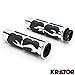 Krator HG007A Hand Grip (Chrome & Rubber Billet Hand Grips Black Flame Set Fits Harley Cruisers Choppers)