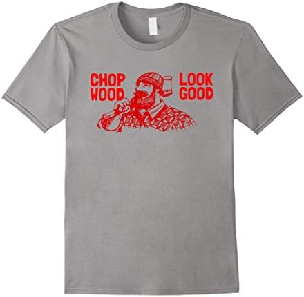 Men's LumberJack T-Shirt. Lumberjack Graphic Woodcutter Tee Large Slate