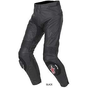 Alpinestars Track Tall Men's Leather Sports Bike Motorcycle Pants - Color: Black, Size: 44
