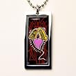 Retro-a-go-go 'FLYING HEART' KEN THE FLATTOP PINSTRIPE TABLET NECKLACE
