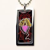 Retro-a-go-go 'FLYING HEART' KEN THE FLATTOP PINSTRIPE TABLET NECKLACE