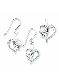 Sterling Silver CZ Heart Earring & Pendant Set
