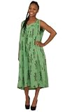 Trapeze Style Ethnic Print Sleeveless Cotton Sundress - Available in Many Pastel Colors