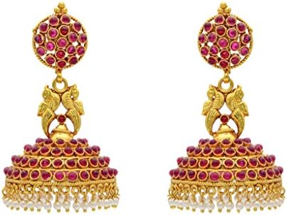 Hyderabad Jewels Women's Gold-Plated Jhumki Pink