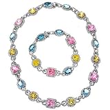Oscars Night Out Party Sterling Silver Multi Gem Necklace Bracelet Set