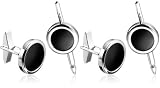 Sterling Silver Black Accent Tuxedo Stud Set