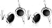 Sterling Silver Black Accent Tuxedo Stud Set