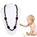 Teething Nursing Necklace Silicone Jewelry Chewelry Chewbeads Baby Gift for Mom to Wear (Black)