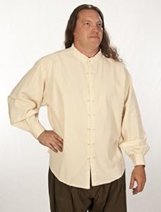 Dress Like A Pirate Heavy Cotton Asian Inspired Button LARP Shirt (XXLarge, Natural)