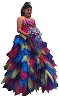 Handmade Princess Costume Big Girls' Rainbow Dash Equestria Little Pony Dress 10 Years Fuchsia With Purple Green And Blue