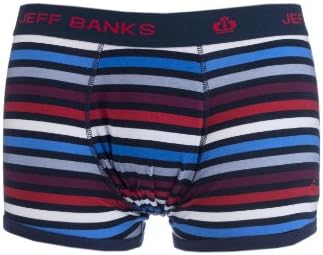 Jeff Banks Men's 1 Pair Trafford Block Striped Boxer Shorts Small Navy
