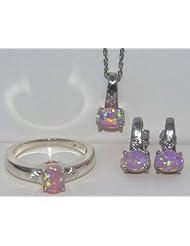 PINK OPAL DIAMOND SET WHITE GOLD QUALITY
