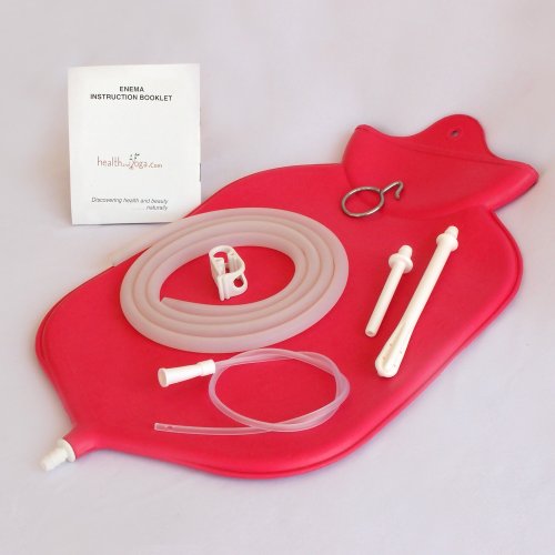 The Large HealthAndYoga(TM) Enema Bag 4 Quart for Deep Enemas Open
