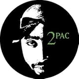 2Pac - Face Shot in Bandana with Logo in Green - 1 1/2 Button / Pin
